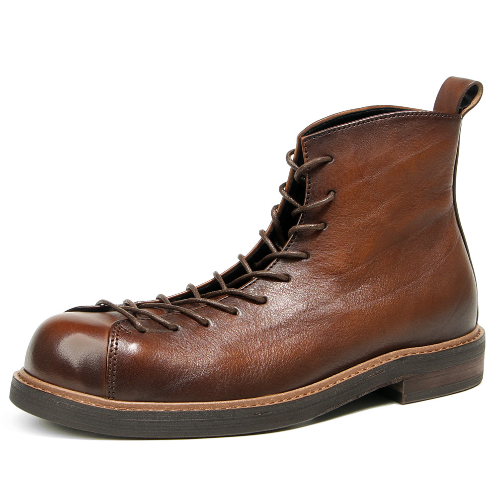 Leather Work Boots - Stivali Casual in Vera Pelle con