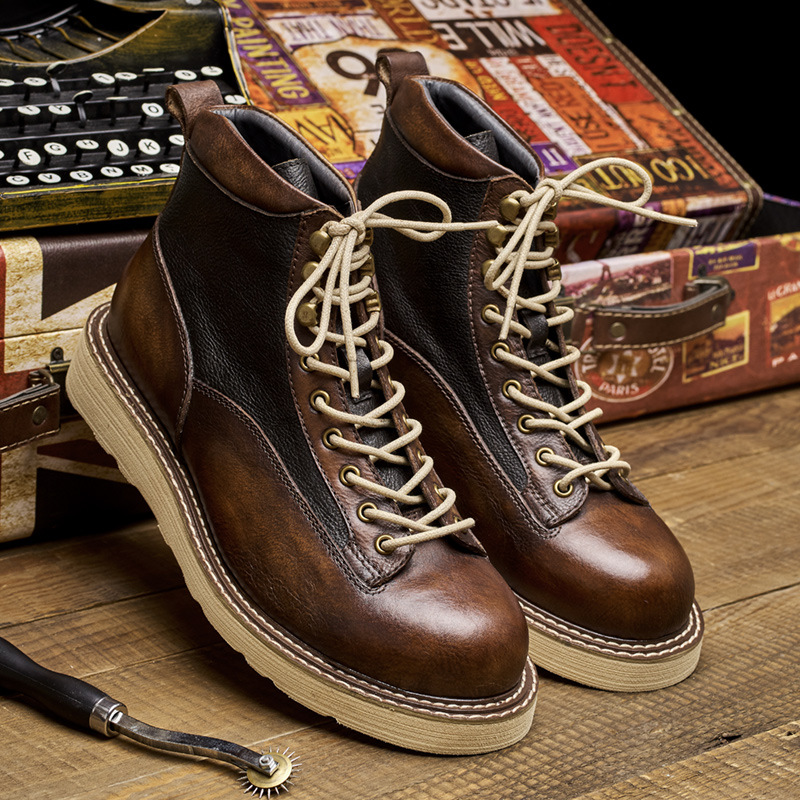Leather Work Boots - Stivali da lavoro da uomo con