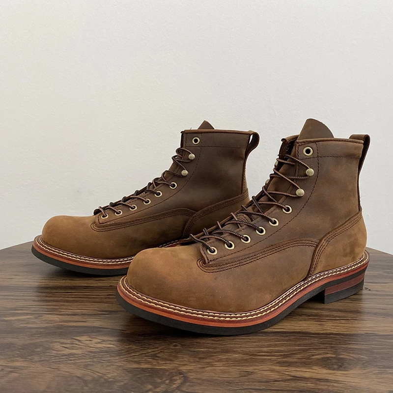 Leather Work Boots - Stivaletti da uomo vintage britannici fatti