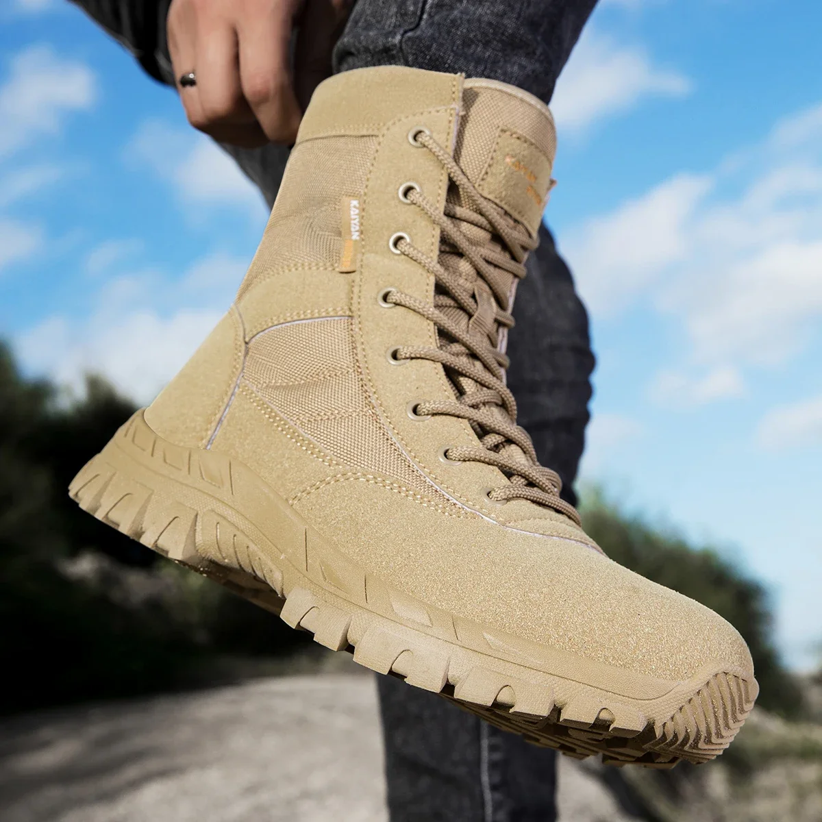 Leather Work Boots - Scarpe da trekking all'aperto da uomo