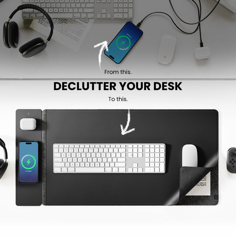 Leatherwork Table - Tappetino Mouse con Ricarica Wireless Magnetica