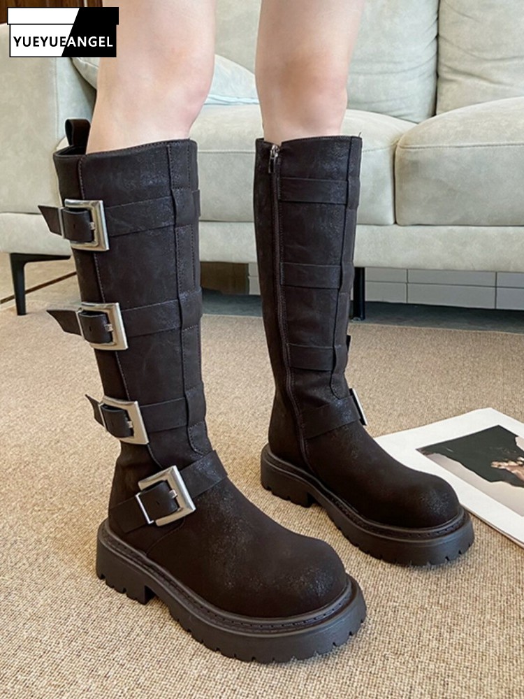 Leather Work Boots - Stivali Alti da Donna alla Moda