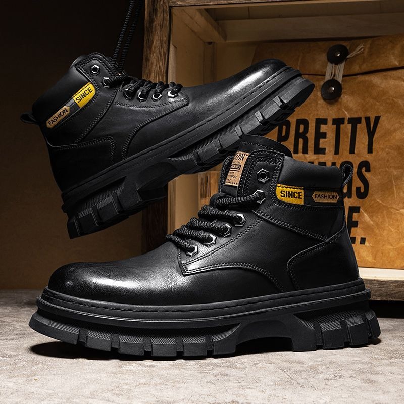Stivaletti con plateau da uomo - Leather Work Boots recensione e prezzo
