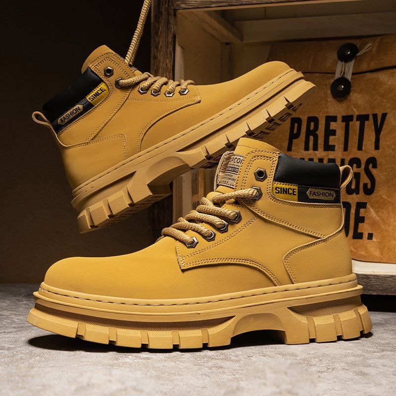 Stivaletti con plateau da uomo - Leather Work Boots recensione e prezzo