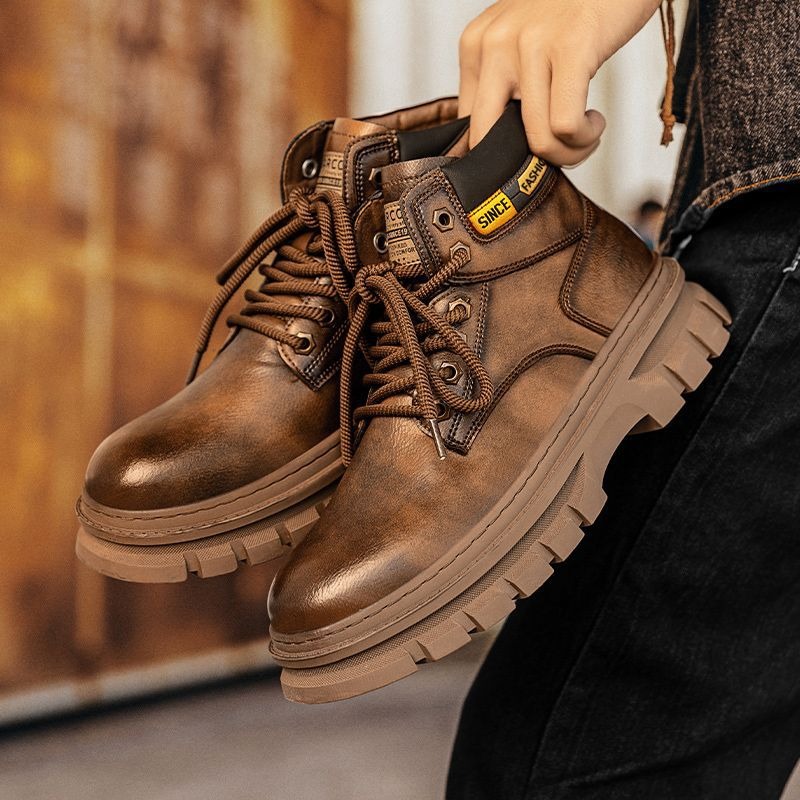 Stivaletti con plateau da uomo - Leather Work Boots recensione e prezzo